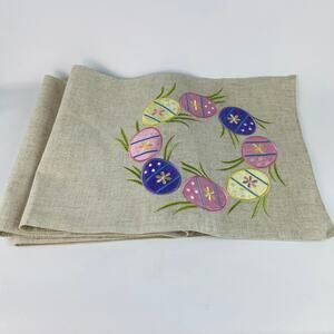 Easter Egg Table Runner; Egg Wreath on each End  70 x 13 3/8”
